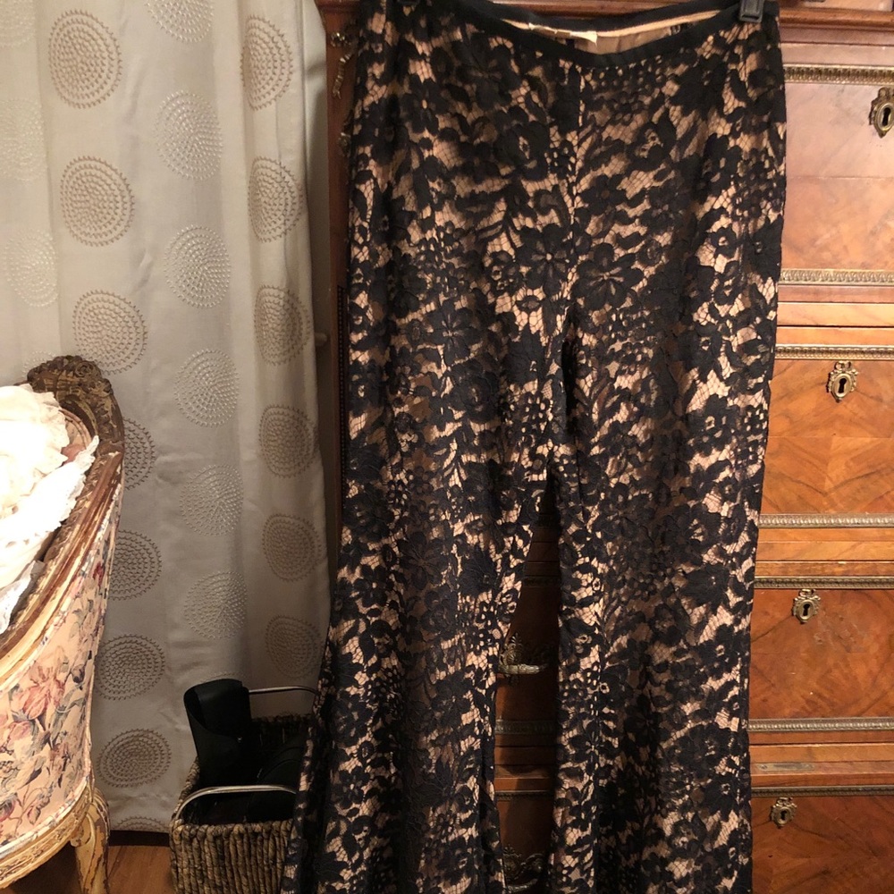 Michael Kors black lace flare pants size 0